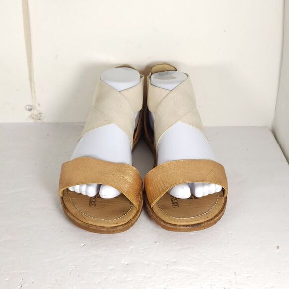 Sorel Women's Ella US8 Natural Rose Gold Leather Crisscross Strap Flat Sandals - Picture 3 of 16